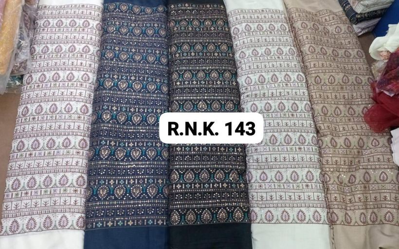RNK 142 sequin floral embroidery fabric, five colourways